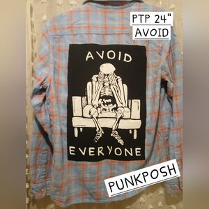 UPCYCLED FALL HORROR AVOID GRAPHIC ON FLANNEL